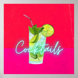 Póster Moderno bar de cócteles coloridos