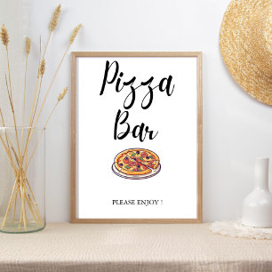 Póster Moderno bar de pizzas Minimalista Boda con ducha d