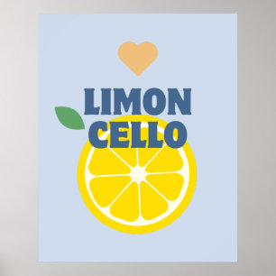 Póster Moderno bar lioncello con lemas italianos azules