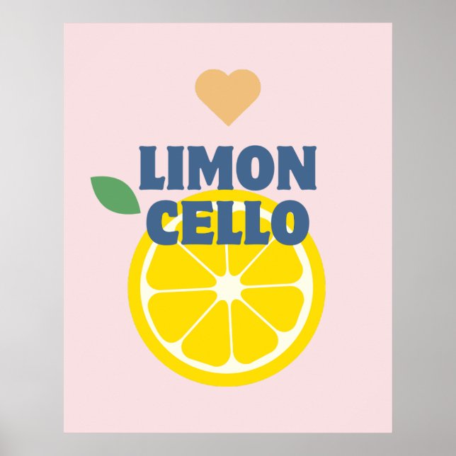 Póster Moderno bar lioncello italiano rosa Lemons (Frente)