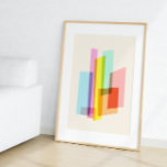 Póster Moderno Bauhaus Pastel Trendy Geométrica<br><div class="desc">Abran su espacio con este arte de pared abstracto moderno con bloques de colores geométricos superpuestos en tonos pastel y audaces. Las líneas depuradas y el diseño minimalista crean un ambiente de profundidad y movimiento, perfecto para una decoración contemporánea y moderna de mediados de siglo. Disponible como arte de pared...</div>