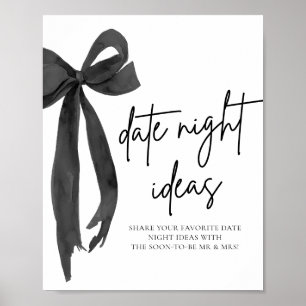 Póster Moderno Black Bow Bridal Date Noche Ideas Rótulo d
