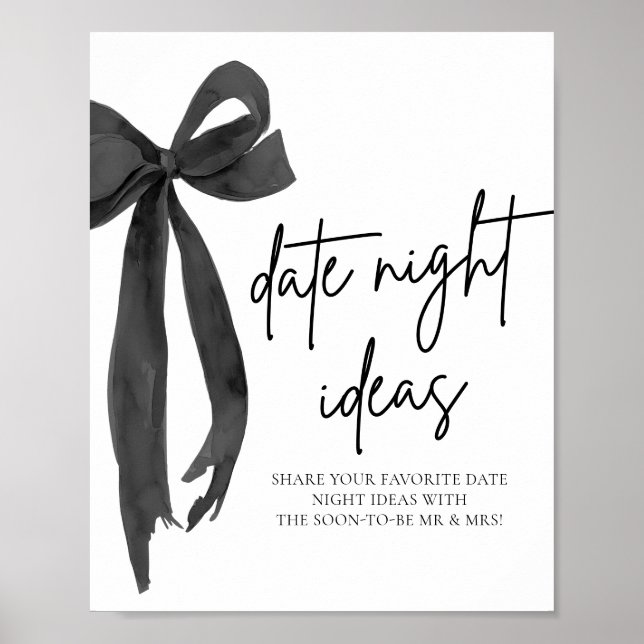 Póster Moderno Black Bow Bridal Date Noche Ideas Rótulo d (Frente)