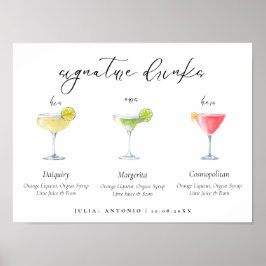 Póster Moderno Boda Cocktails Bebe Rótulo