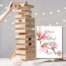 Moderno Boda floral Rótulo de libros Jenga
