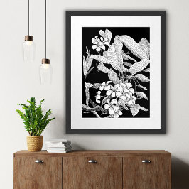 Póster Moderno Boho Floral Ink Sketch Wall Art Imprimir