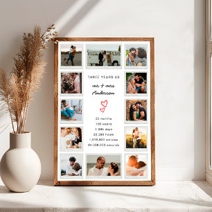 Póster Moderno Collage de fotos Personalizado en 3º anive