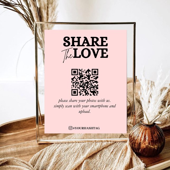 Póster Moderno Comparte El Amor Código QR Rosa Rubor (Subido por el creador)