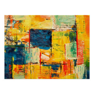 Póster moderno de expresión abstracta colorida