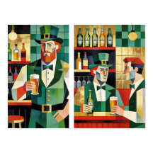 Póster moderno de pub irlandés cubista