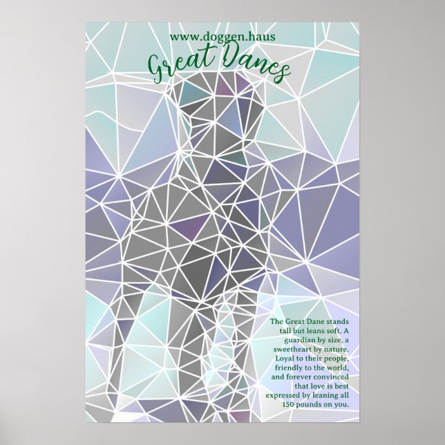 Póster moderno del Gran Danés verde  (Frente)