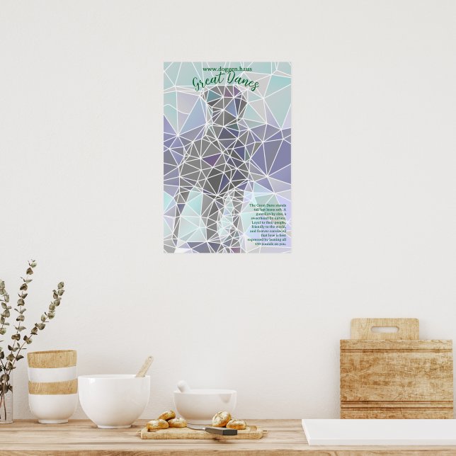 Póster moderno del Gran Danés verde  (Cocina)