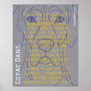 Póster moderno del Gran Danés verde