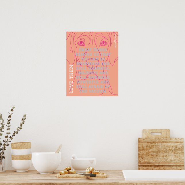 Póster moderno del Gran Danés verde  (Cocina)