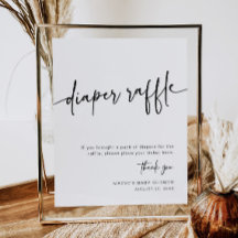 Moderno Diaper Raffle Rótulo Neutral Mínimo Simple