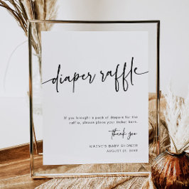 Póster Moderno Diaper Raffle Rótulo Neutral Mínimo Simple