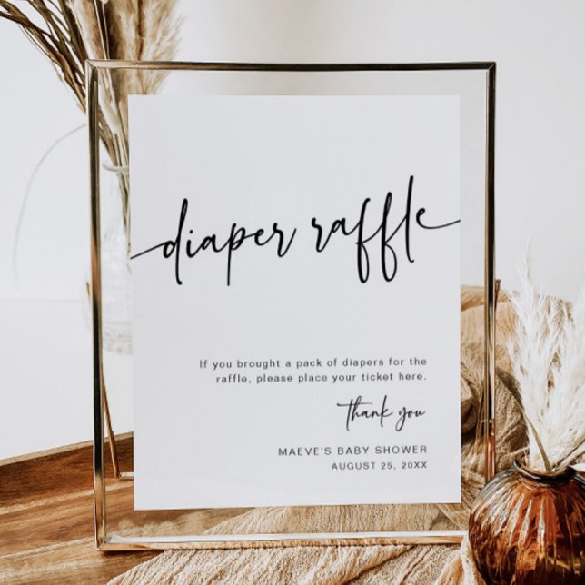 Póster Moderno Diaper Raffle Rótulo Neutral Mínimo Simple (Subido por el creador)