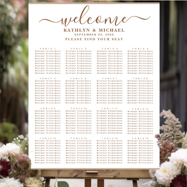 Póster Moderno Dusty Beige Sencillo Boda 16Asientos De Me (Subido por el creador)