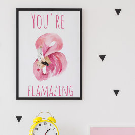 Póster Moderno, Es Flamante Belleza Flamingo Rosa