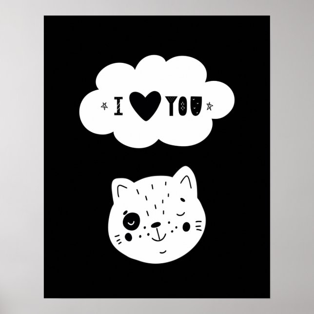 Póster Moderno escandinavo gatito amor te ama guardería (Frente)