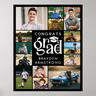 Póster Moderno Felicitaciones Grad 14 Collage de fotos Ti