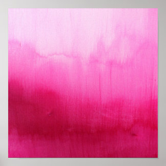 Póster Moderno fucsia acuarela pinturas brochas de pintur