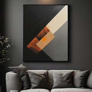 Póster Moderno Geométrico Herrumbre y Textura Negra