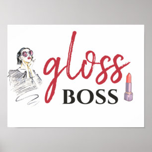 Póster Moderno Gloss Boss Chica Black Red Funny Art