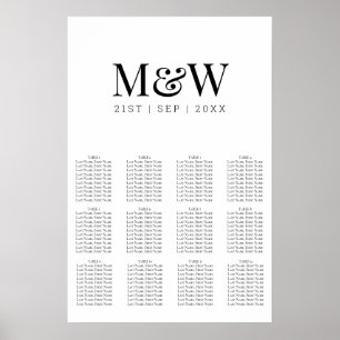 Póster Moderno gráfico de asientos de Bodas de monograma