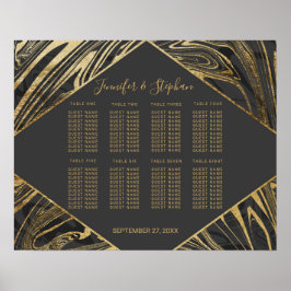 Póster Moderno gráfico de asientos de mármol dorado gris 