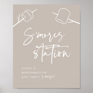 Póster Moderno guión de taúpe Marshmallow Estación S'more