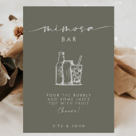Póster Moderno guión verde sabio Mimosa Bar Rótulo Boda