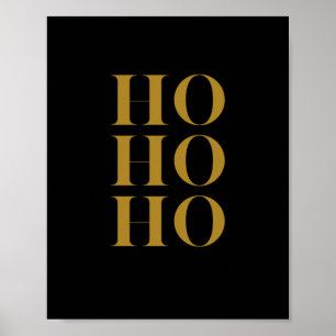 Póster Moderno "HO HO HO HO HO" Holiday Wall Art   Negro 