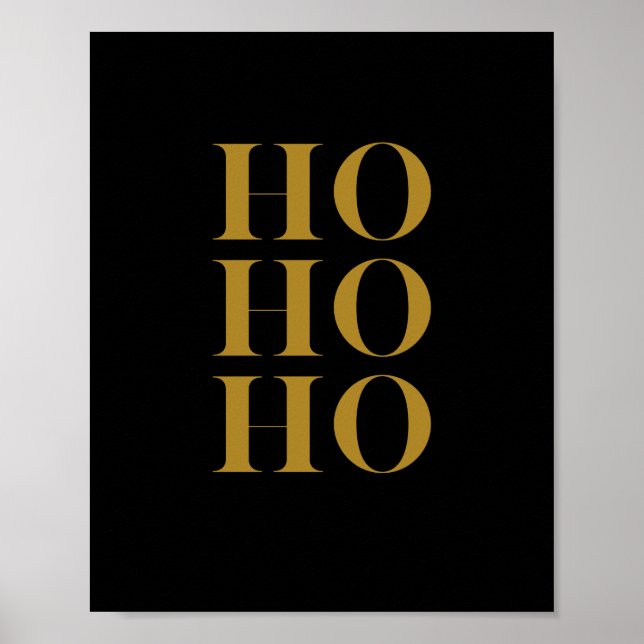 Póster Moderno "HO HO HO HO HO" Holiday Wall Art | Negro  (Frente)