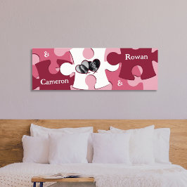 Póster Moderno LOVE Jigsaw Pieces Nombres personalizados 