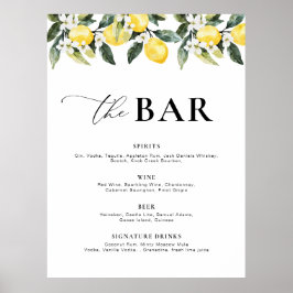 Póster Moderno menú de bar con flores de limón