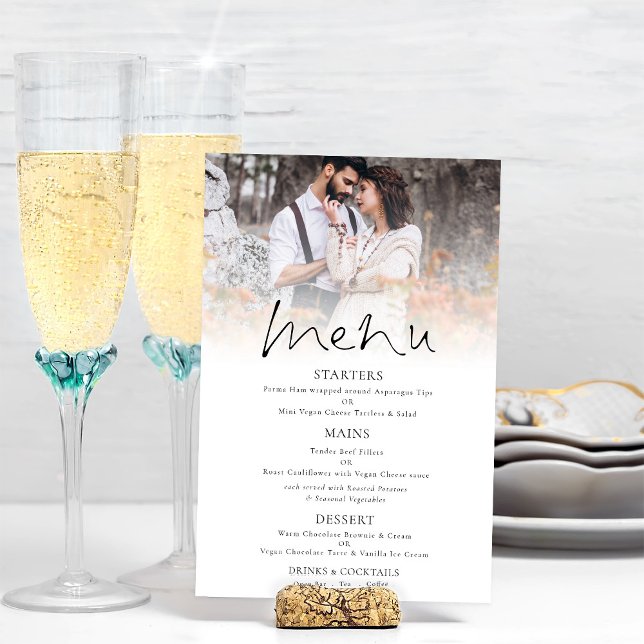 Póster Moderno menú de Boda de guiones elegantes (Available digitally and printed. Part of a large matching wedding suite)