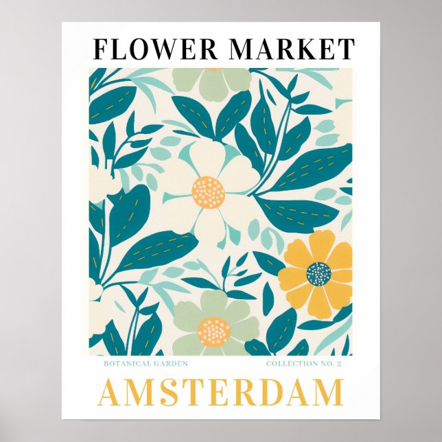 Póster Moderno Mercado de Flores Amsterdam Flores botánic (Frente)