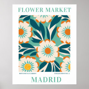 Póster Moderno Mercado de Flores Madrid Flores botánicas