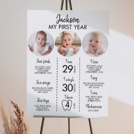 Póster Moderno Mínimo 3 Foto Primer año Rótulo hito