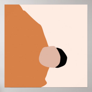 Póster Moderno mínimo abstracto geométrico marrón rosa ne