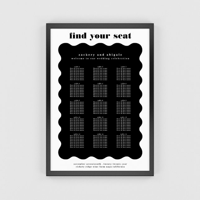 Póster Moderno negrita Boda negro blanco de borde estelar (Subido por el creador)