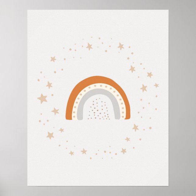 Póster Moderno nursery escandinavo lindo arcoíris con est (Frente)