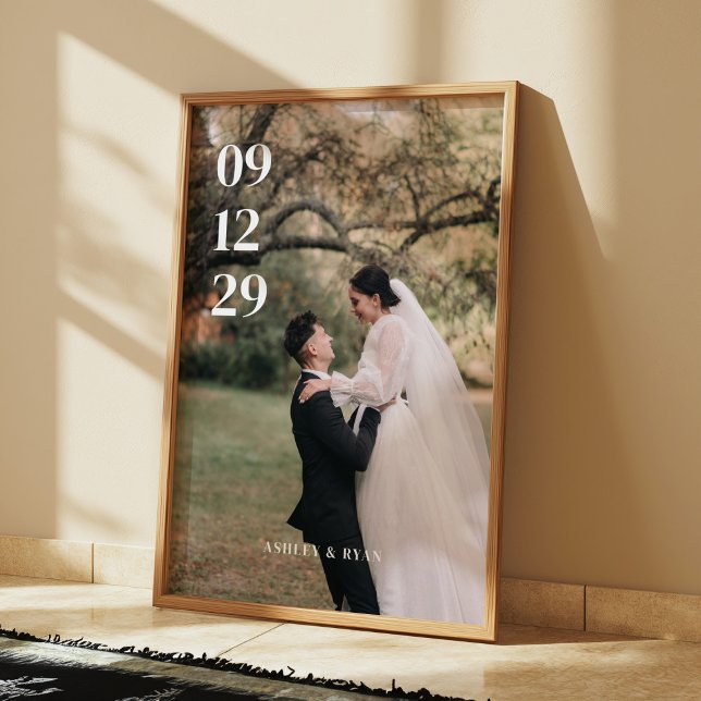 Póster Moderno personalizado con fecha de boda y foto com (Subido por el creador)