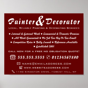 Póster Moderno pintor y decorador rojo