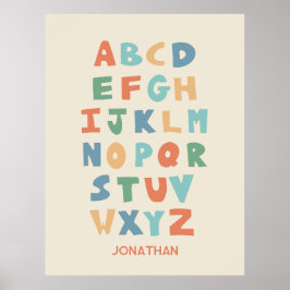 Póster Moderno Poster de aula personalizada ABC Alphabet