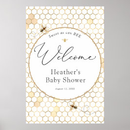 Póster Moderno Poster de bienvenida Baby Shower Golden Be