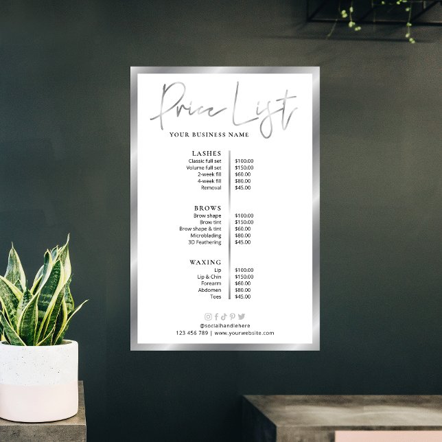 Póster Moderno Poster de menú de precios para empresas Si (Use this business menu for any type of products or services)