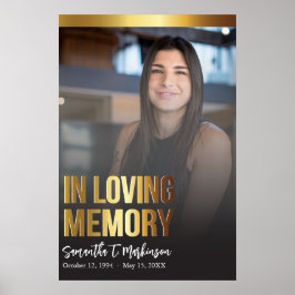 Póster Moderno programa de funerales de oro y negro audaz