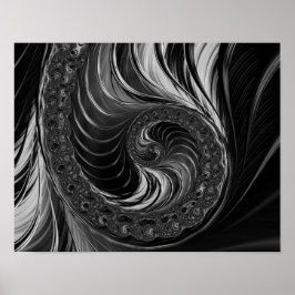Póster Moderno Razón de Oro de Nautilus Metálico Fractal